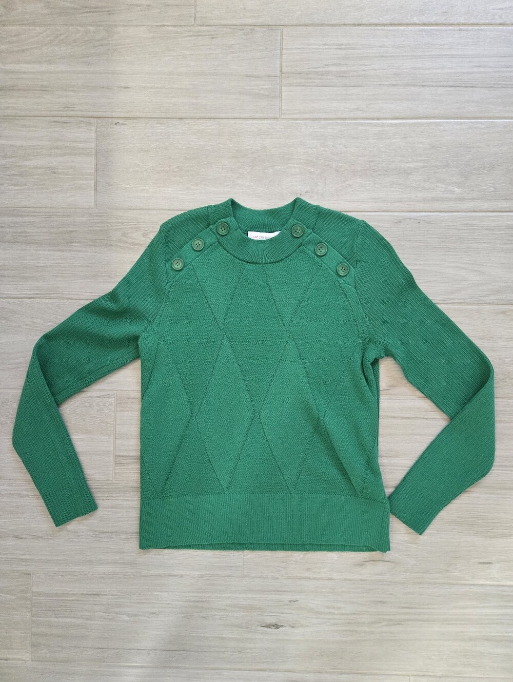 Liz Clairborne Green Button-Shoulder Women's Sweater Size PS